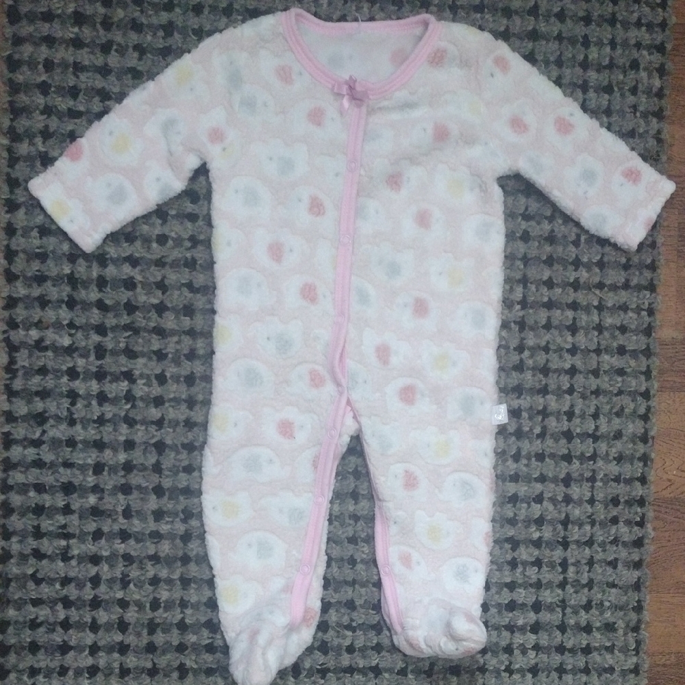Cozy And Fuzzy Pink and White Elephant Kids One Piece